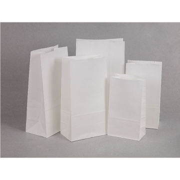 Sac d&#39;emballage en papier kraft blanc à fond plat